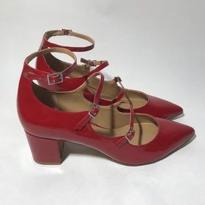 Tahari Red Patent Block Heels